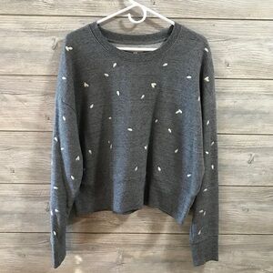 Madewell Gray Sweater with White Accents